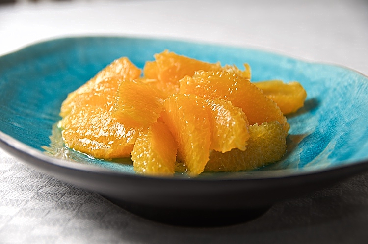 Apelsinsallad med Grand Marnier och vaniljglass eller grädde