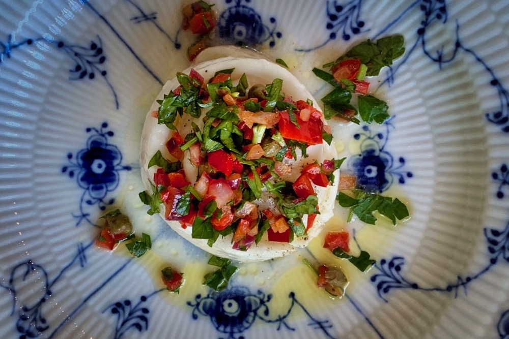 Rödtunga med grönsakstopp