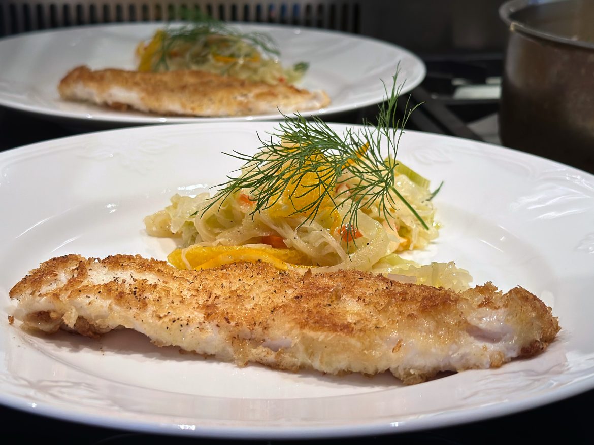 Bergtunga och spetskål syrad med apelsin