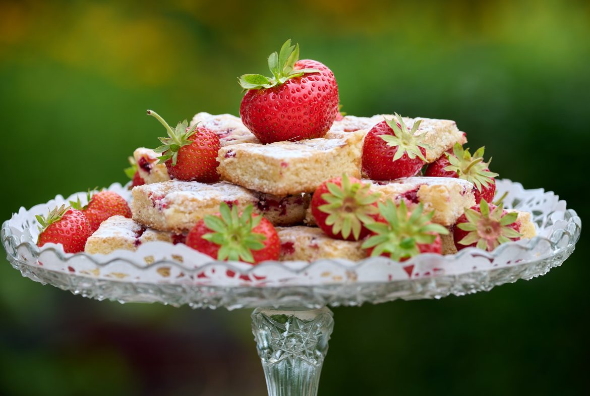 Sega hallonrutor med röda vinbär